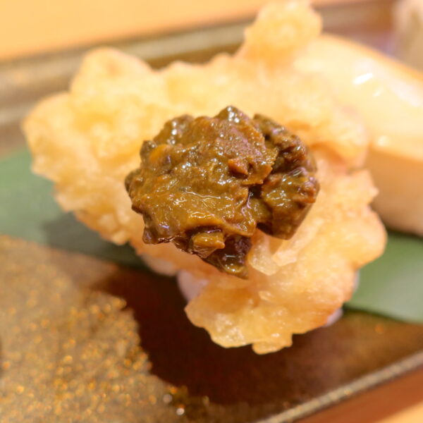 あわび天ぷら肝醤油