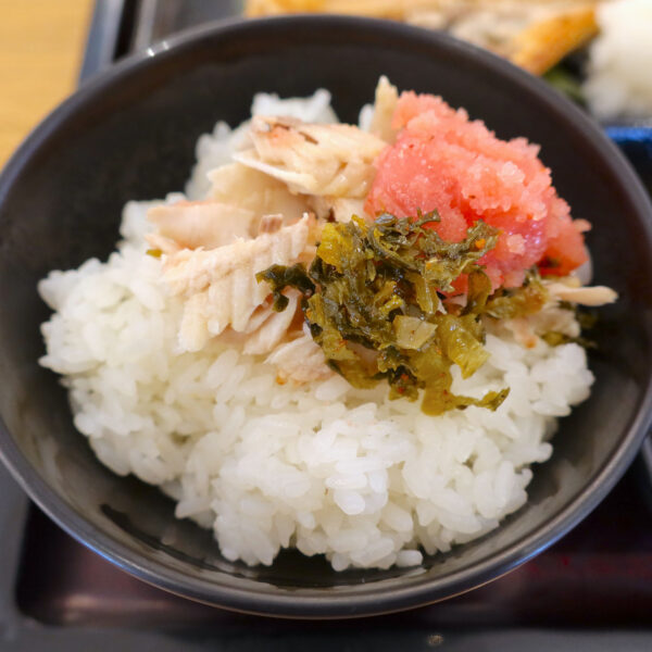 明太子＆高菜といっしょにご飯にのせて