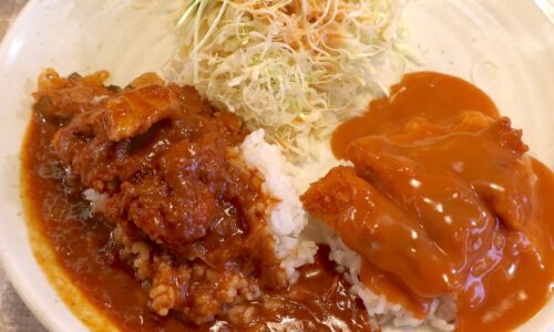 新潟・長岡「レストラン ナカタ」でカツカレーと洋風カツ丼のハーフ＆ハーフ＋昭和レトロなプリン