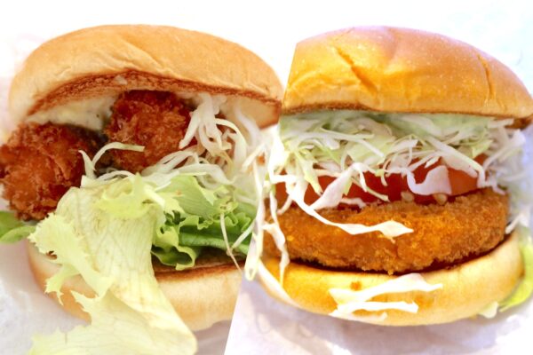 「モスバーガー」の新作・海老エビフライバーガー＆バジルマヨの海老カツバーガーを食べ比べ