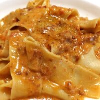 浦添のイタリアン「コンタディーナ」で自家製手打ち幅広パスタ・パッパルデッレ ポルチーニ茸のラグーソース