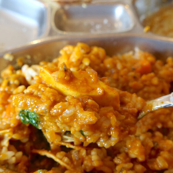 野菜もパパドも混ぜて