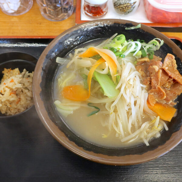 旨肉野菜そば 中（1,120円）＋半ジューシーセット（110円）