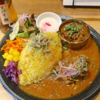 那覇・前島「ヒロカリー」でやんばる親鳥の出汁チキンカレー＆王朝味噌のポークビンダルーに酢ドバアレンジ