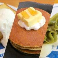 「くら寿司」でデザートいろいろ… 干し柿のパウンドケーキ、クラシックパンケーキ、くらだんご抹茶