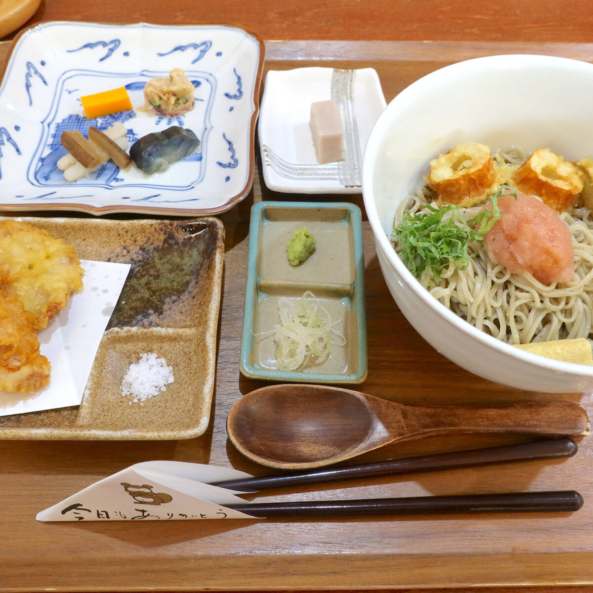 梅おろしそば(1,300円)&鶏天(650円)