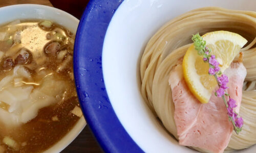 浦添・港川外人住宅「サンチクジュ港川」で昆布水つけ麺 醤油 スペシャル 大盛り