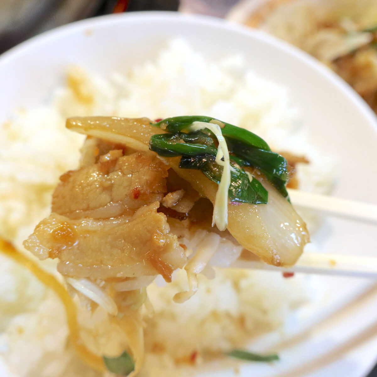 野菜とお肉をご飯で薄めて