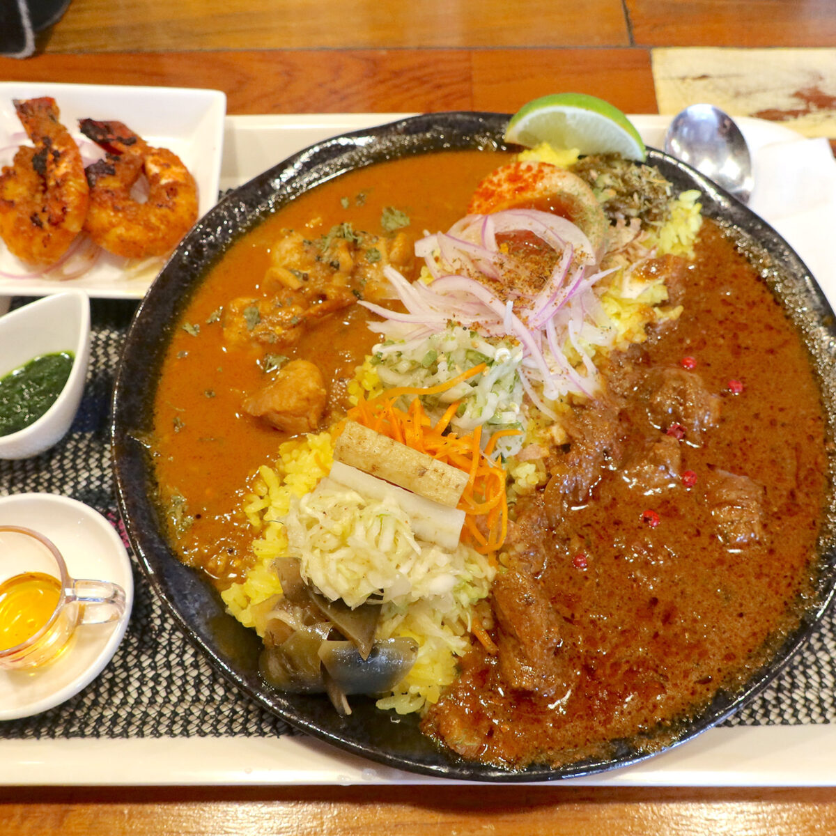 2種盛り(1,500円)+マサラシュリンプ(350円)